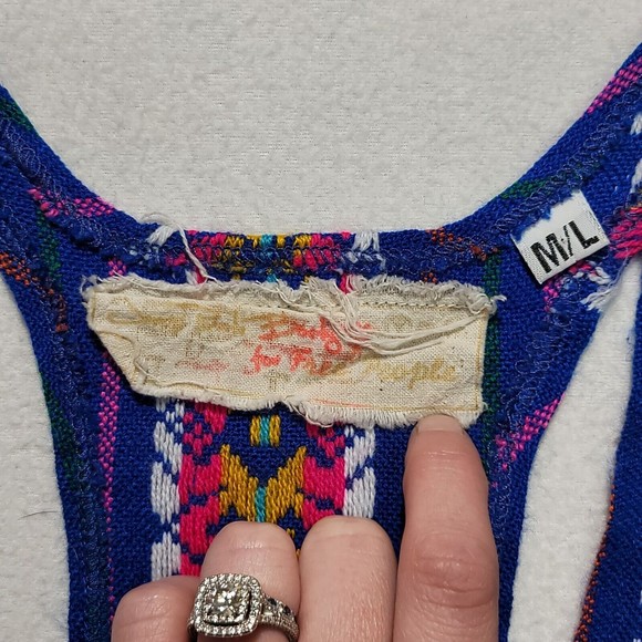 Jen's Pirate Booty for Free People Embroidered Tank Royal Blue Tribal Size M / L - Picture 4 of 6